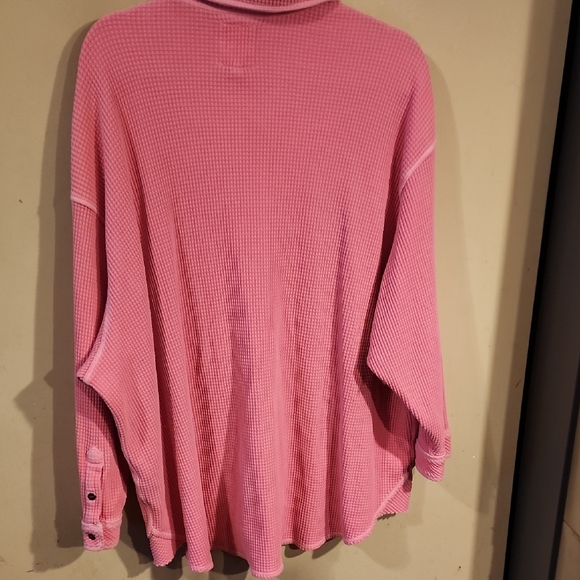 Aerie Pink Waffle Knit Shirt Jacket - Picture 5 of 5